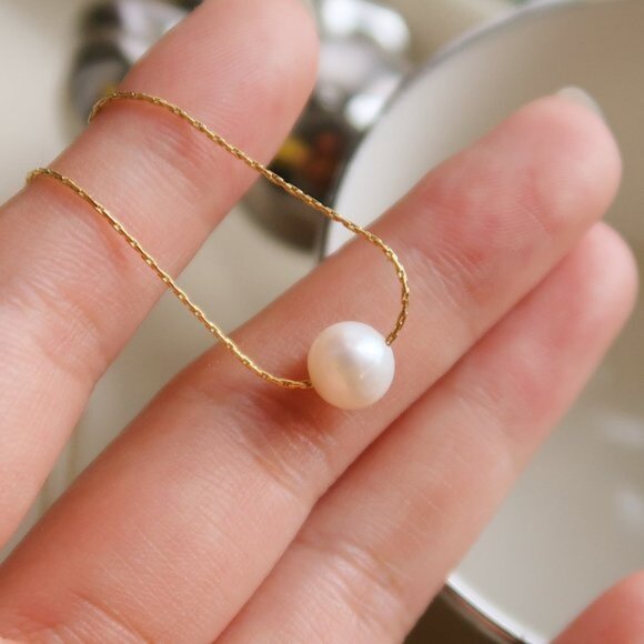NEW 18K Gold Plated Fresh Water Pearl Necklace - Picture 2 of 8